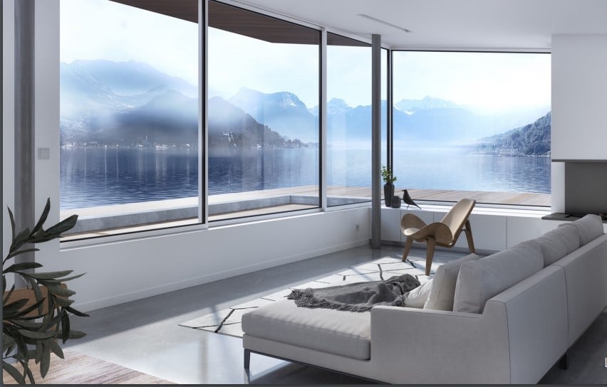 3d rendered room with a view