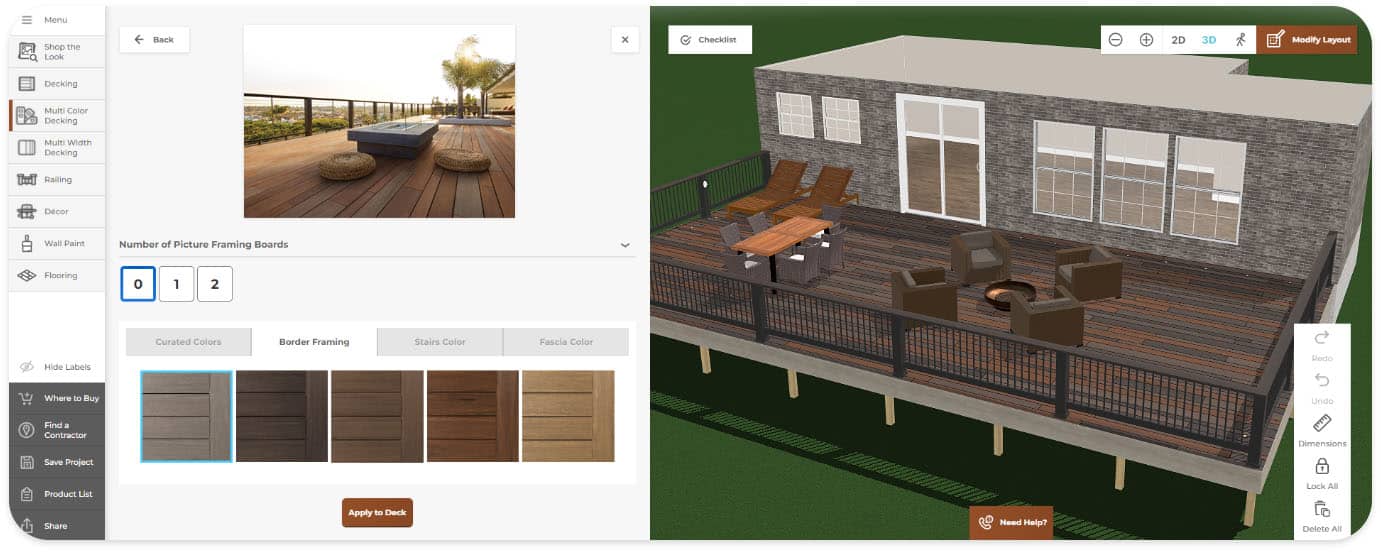 3D Deck Designer with Design from Photo