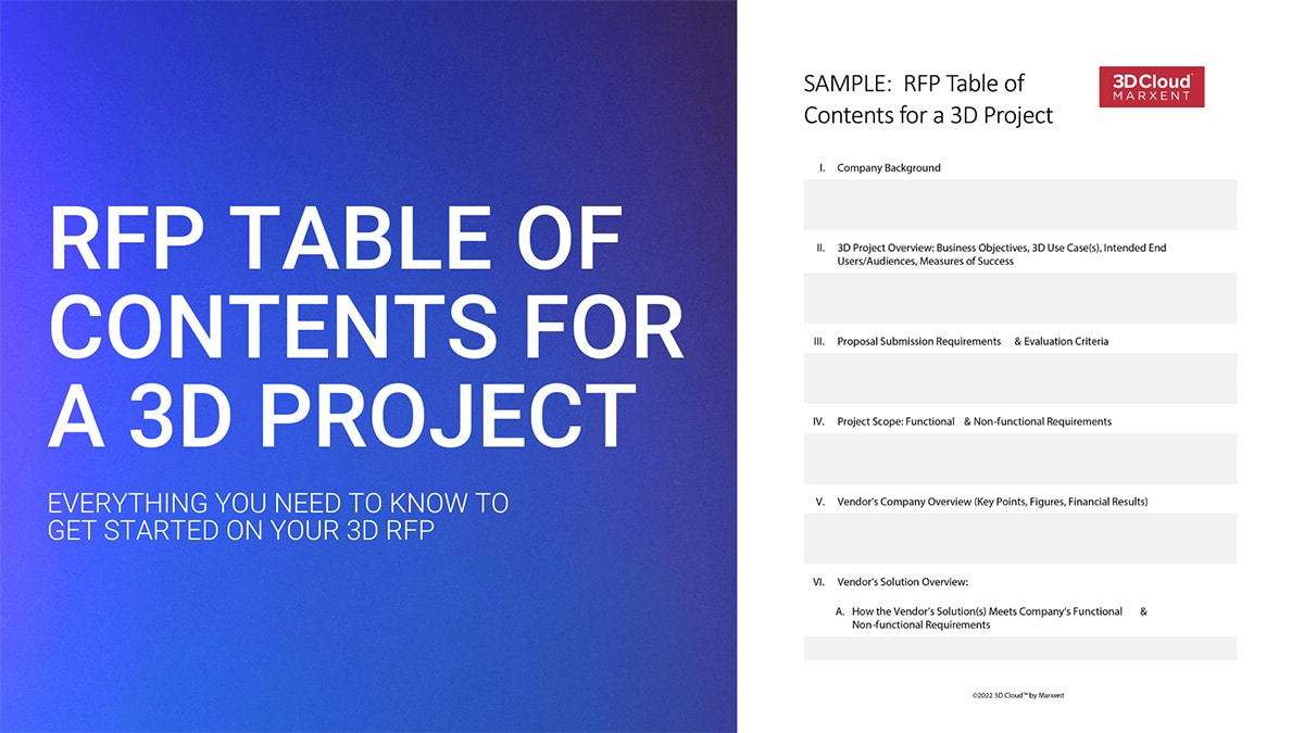 RFP Table of Contents for 3D Projects