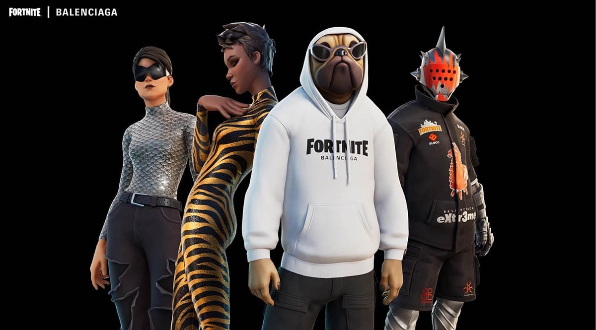 Fortnite avatars wear Balenciaga apparel. 