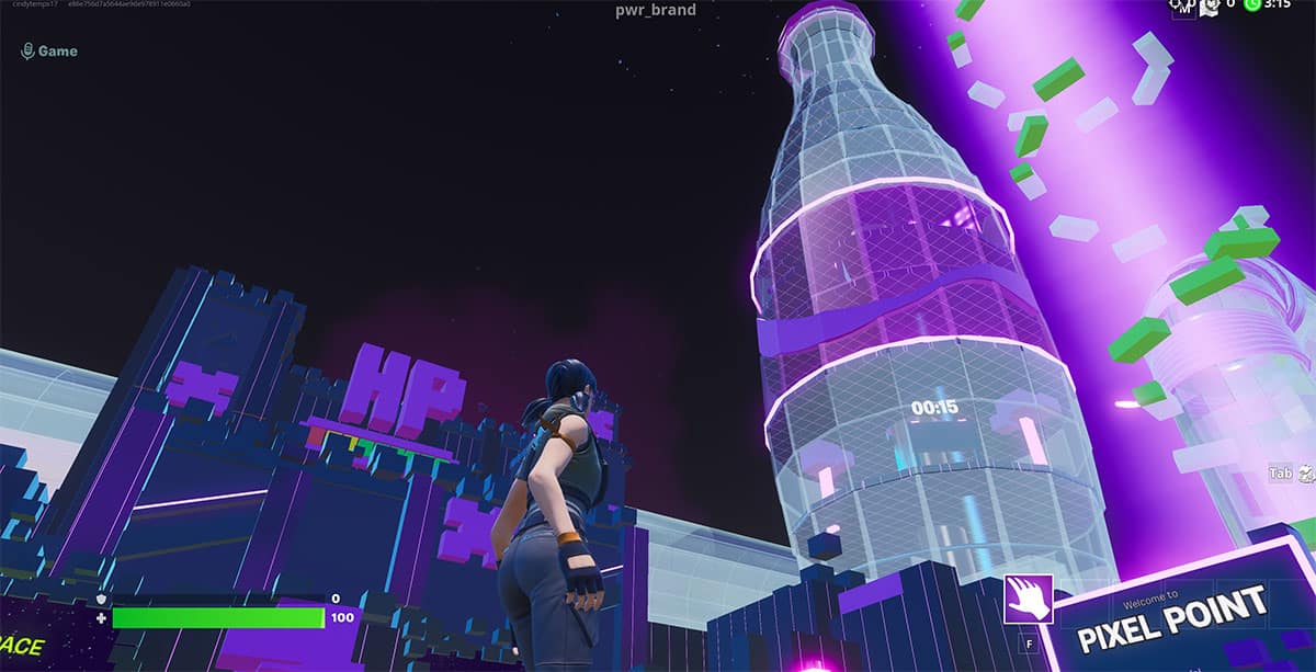 Fortnite user in Coca-Cola’s “Pixel Point” virtual world, housed on Fortnite