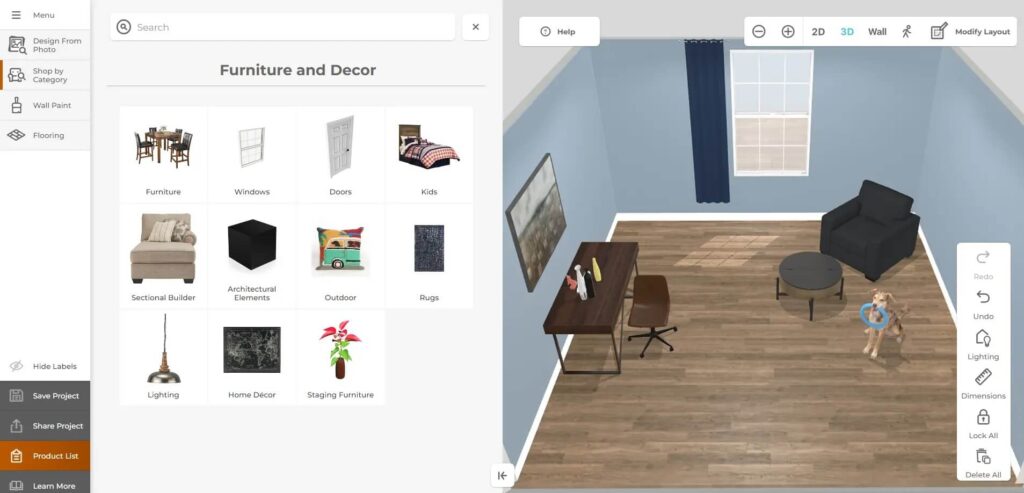 Ashley Furniture 3D room planner and product configurator