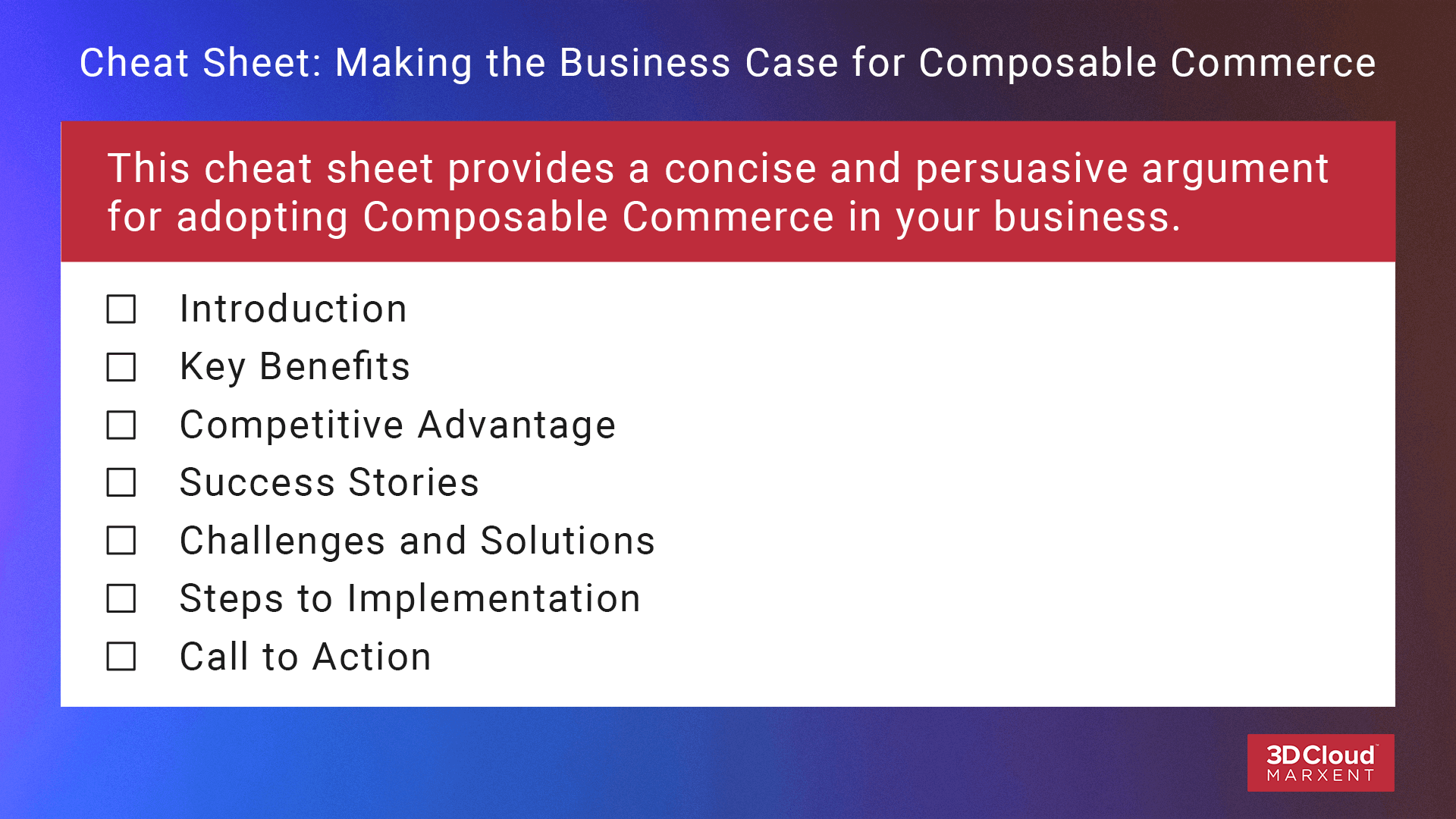 Cheat Sheet Composable Commerce